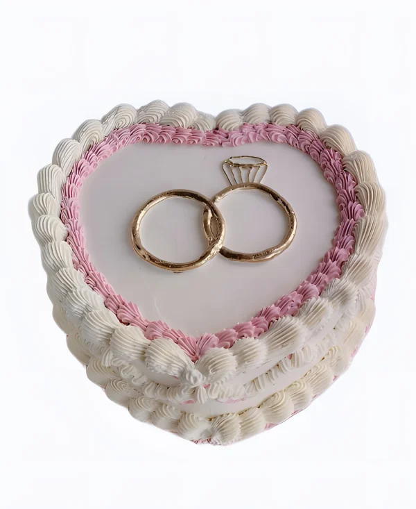 Торт в виде сердца бело-розовый Фото