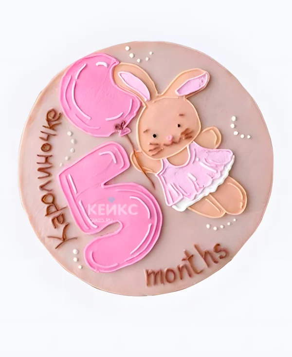 Торт Зайчик для девочки с цифрой Фото