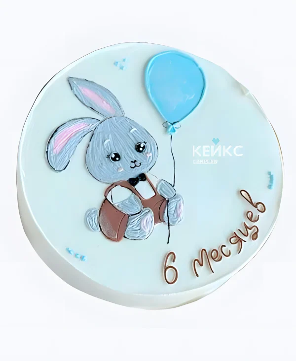 Торт Зайчик с шариком для мальчика Фото