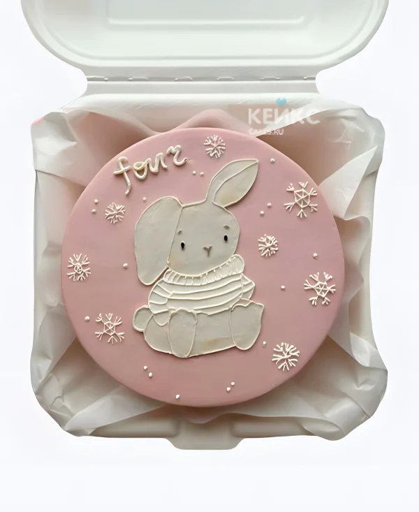 Торт Зайка и снежинки Фото