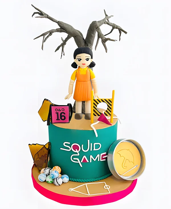 Торт зеленый с фигуркой куклы Фото