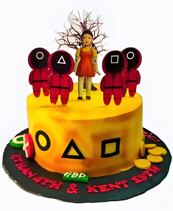 Торт желтый Игра в кальмара Фото