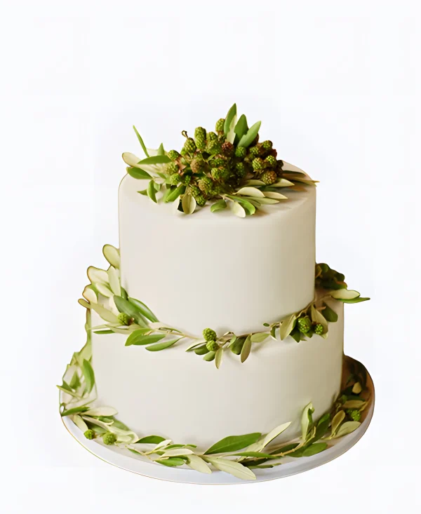 Трендовый двухъярусный торт на свадьбу Фото