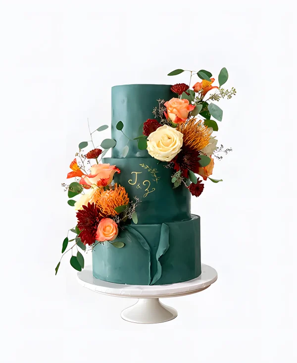 Трендовый изумрудный торт на свадьбу Фото