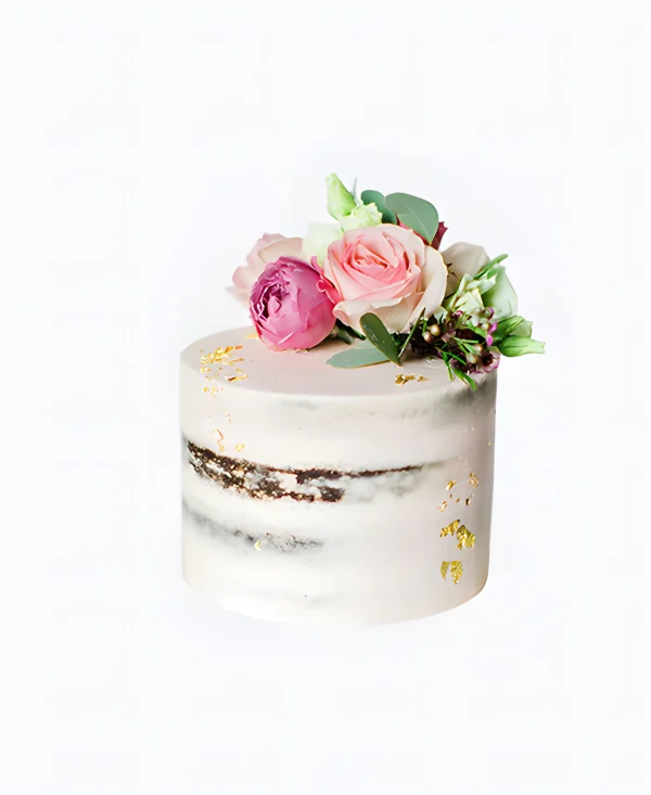 Трендовый торт на свадьбу с красивыми цветами Фото