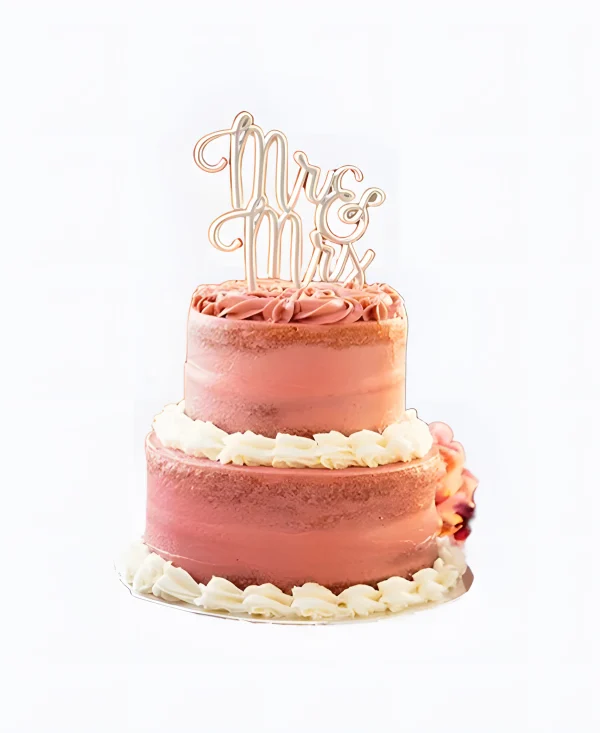 Трендовый торт персикового цвета на свадьбу Фото