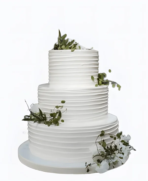 Трендовый торт с белым вьюнком на свадьбу Фото