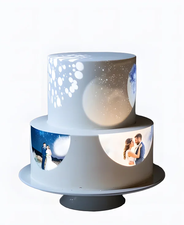 Трендовый торт с фото на свадьбу Фото