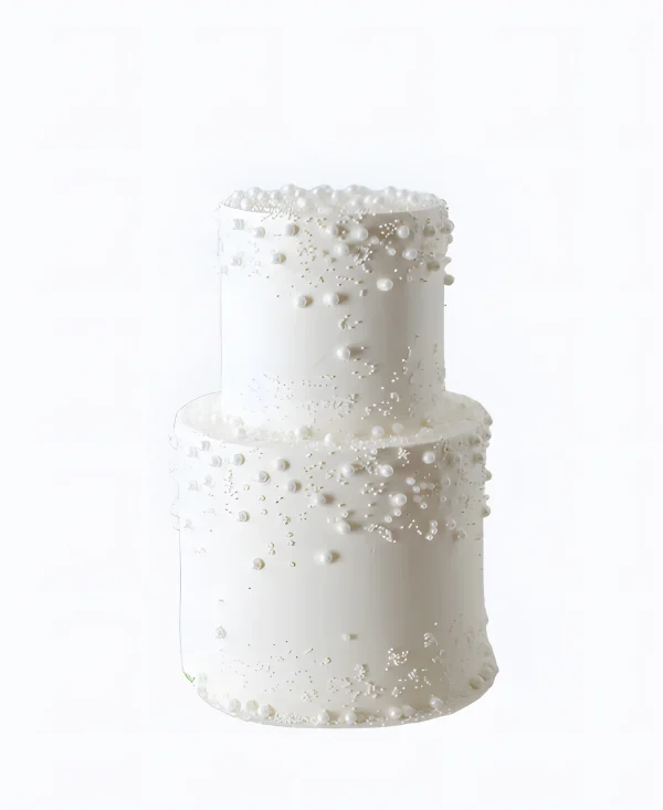 Трендовый торт с жемчугом на свадьбу Фото