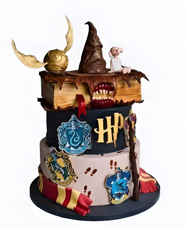 Торт с книгой и шляпой по Гарри Поттеру Фото