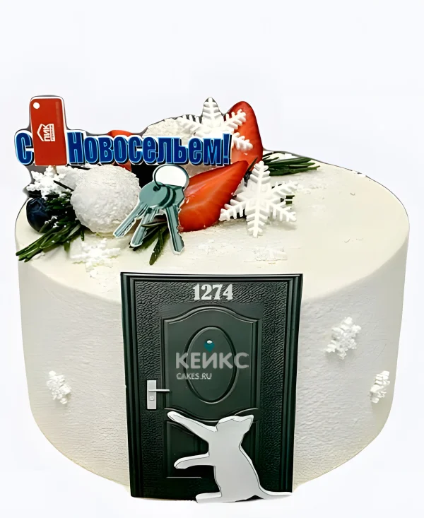 Велюровый белый торт на новоселье Фото