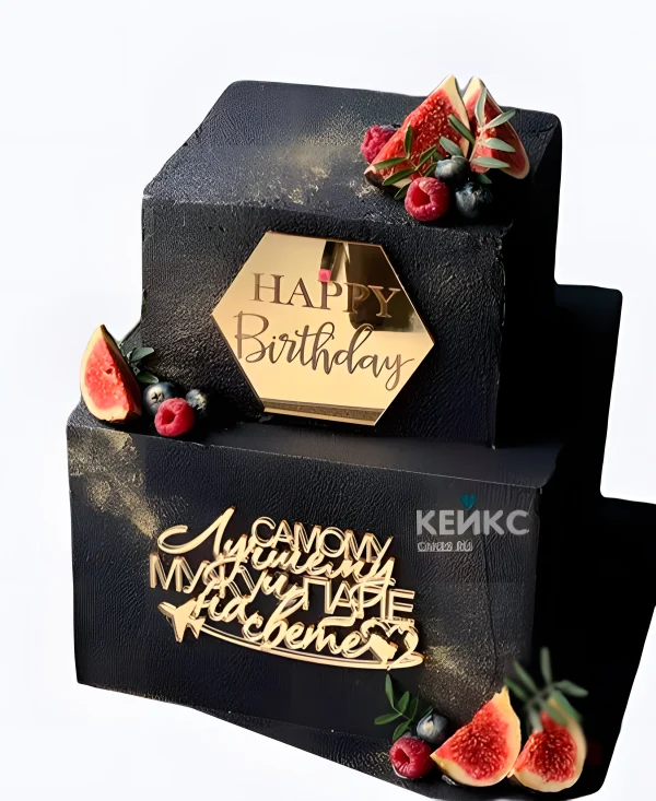 Велюровый двухъярусный торт на день рождения Фото