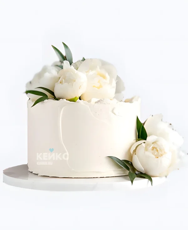 Весенний свадебный торт с пионами Фото