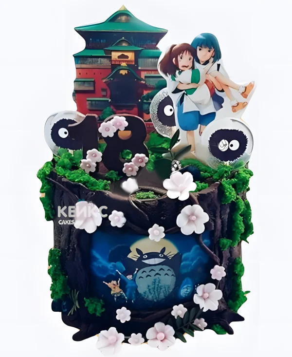Впечатляющий торт на день рождения аниме Унесенные призраками Фото