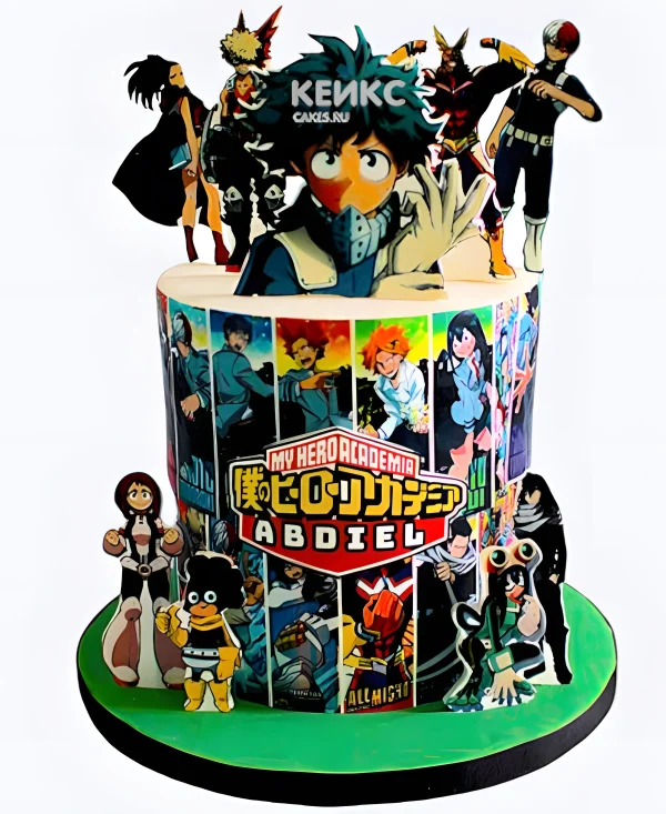 Высокий торт с фотопечатью Моя геройская академия Фото