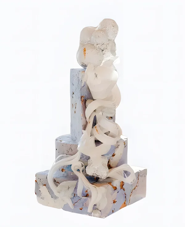 Высокий трендовый торт на свадьбу с необычным декором Фото