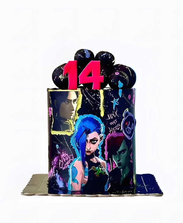 Яркий торт на день рождения Аркейн Фото