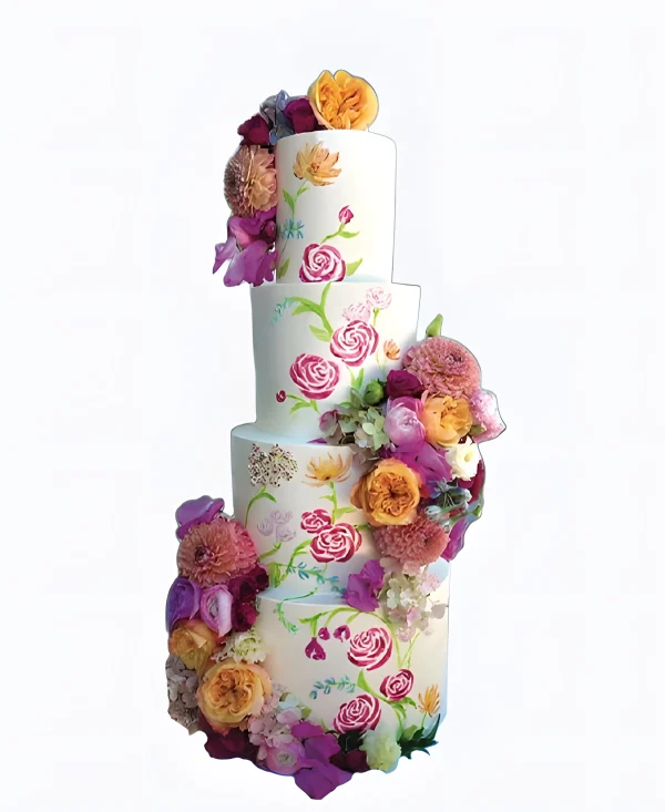Яркий трендовый торт на свадьбу Фото