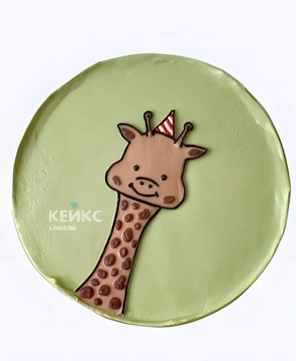 Зеленый бенто-торт на 4 годика с жирафом Фото