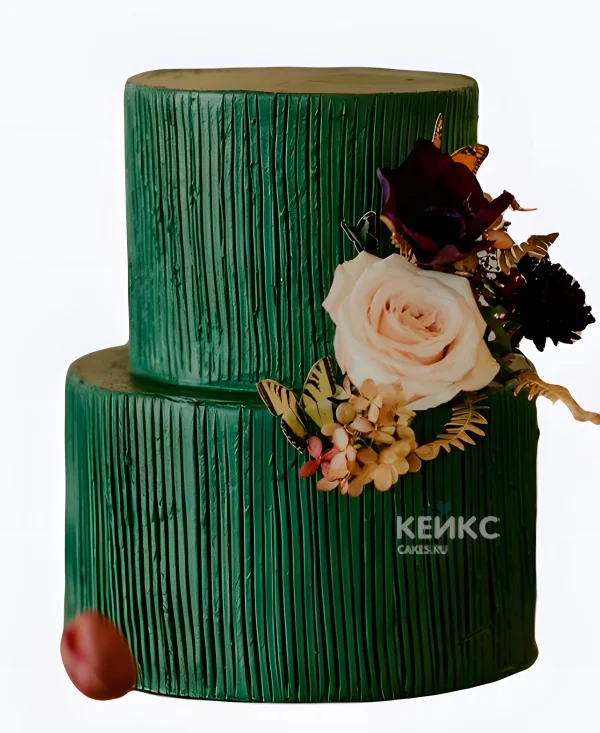 Зеленый свадебный торт Эко Фото