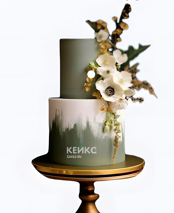 Зеленый свадебный торт Цветочная брошь Фото