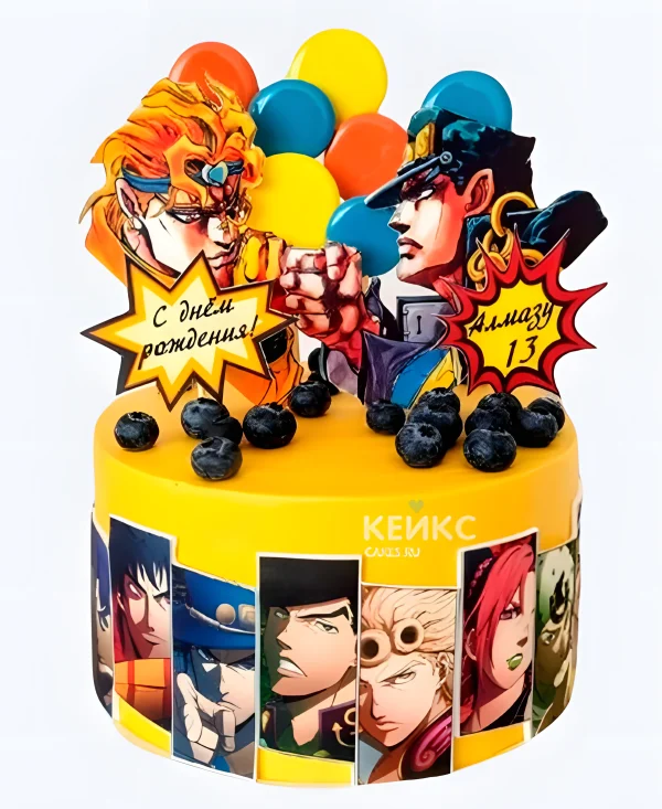 Жёлтый торт на день рождения Невероятные приключения ДжоДжо Фото