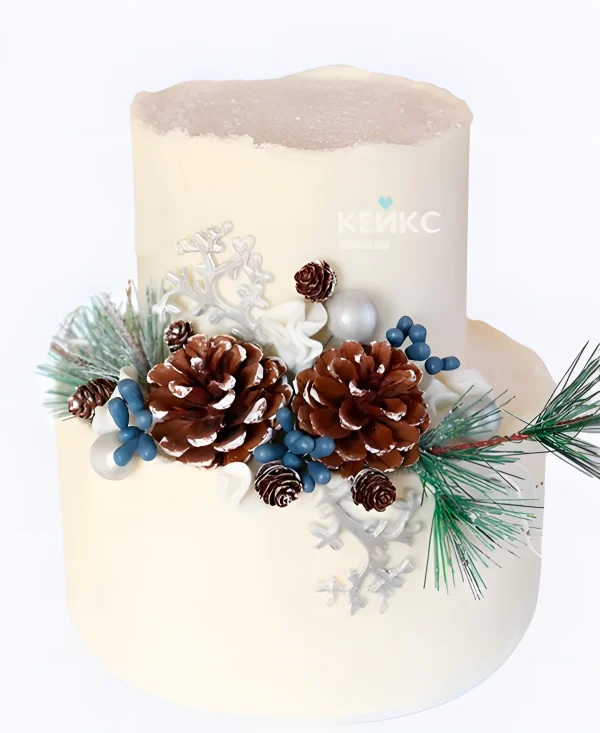 Свадебный торт «Зимние шишки» Фото