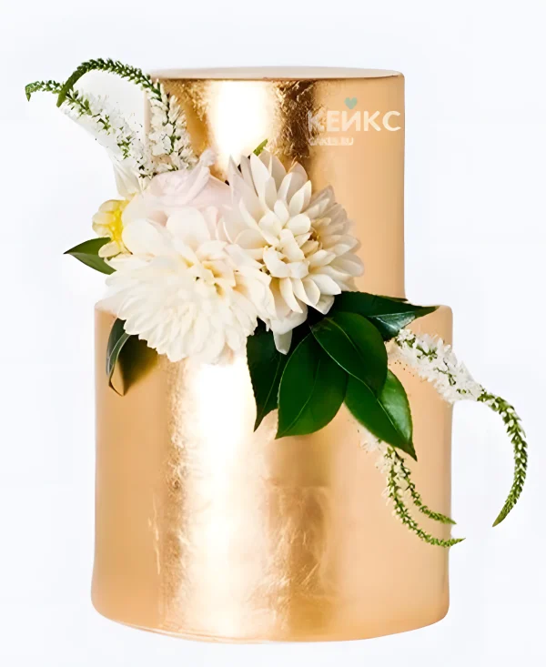 Золотой свадебный торт Блеск Фото