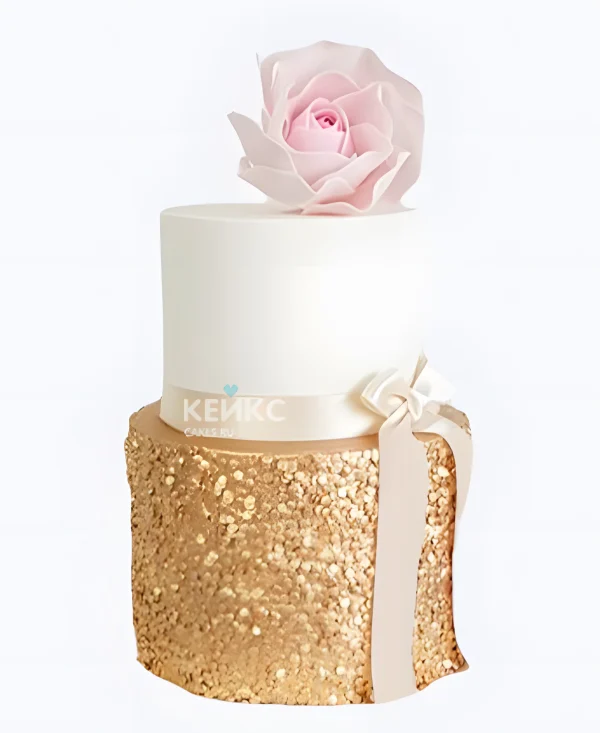 Золотой свадебный торт Милая роза Фото
