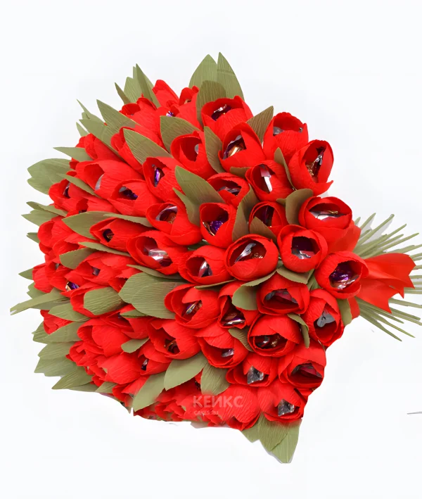 Большой букет из конфет и цветов 4 Фото