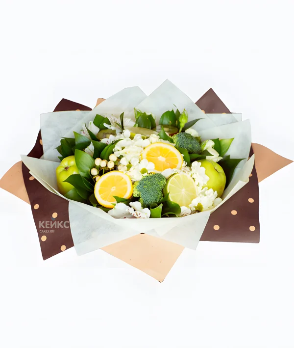 Букет из цитрусов с цветами 3 Фото