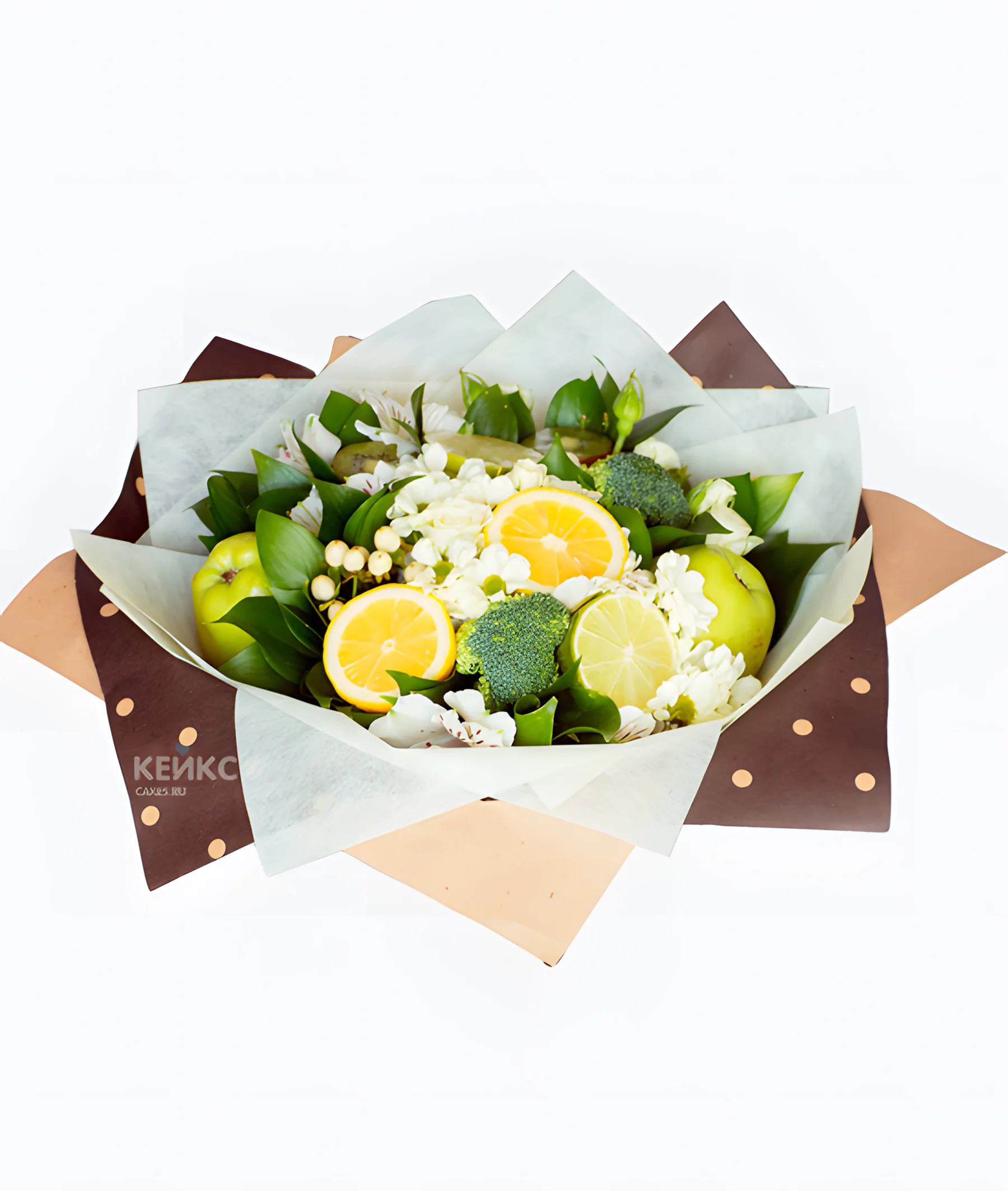 Букет из цитрусов с цветами 3 Фото