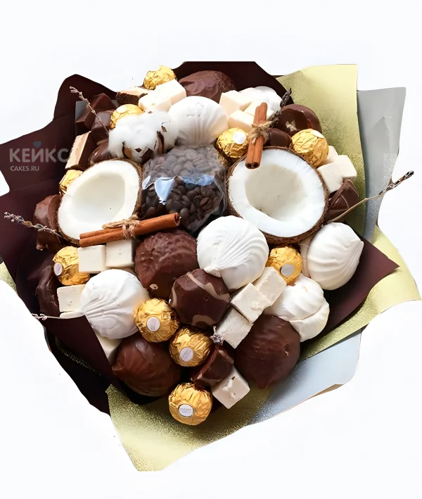 Букет из кофе и конфет 1 Фото
