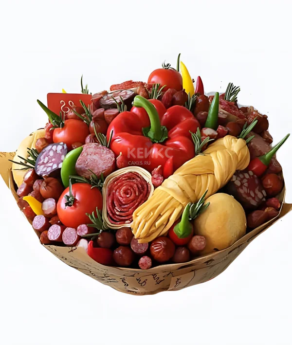 Букет из колбас и сыра для мужчины Фото