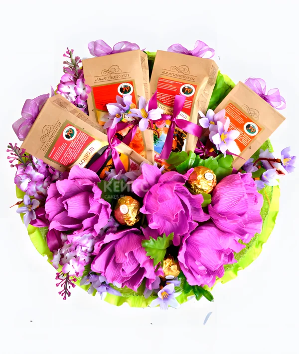 Букет из конфет и чая 1 Фото