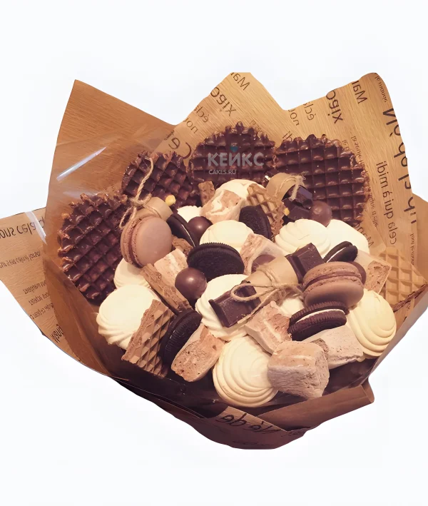 Букет из конфет с печеньями 3 Фото