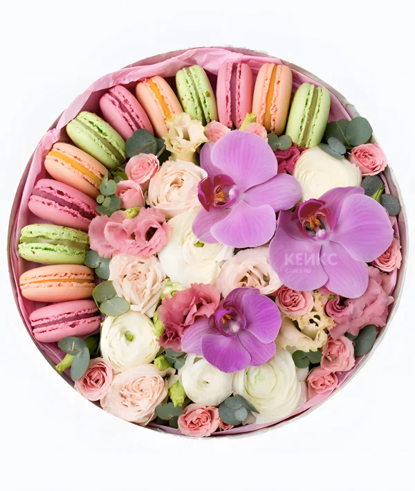 Букет из макарон в коробке 4 Фото
