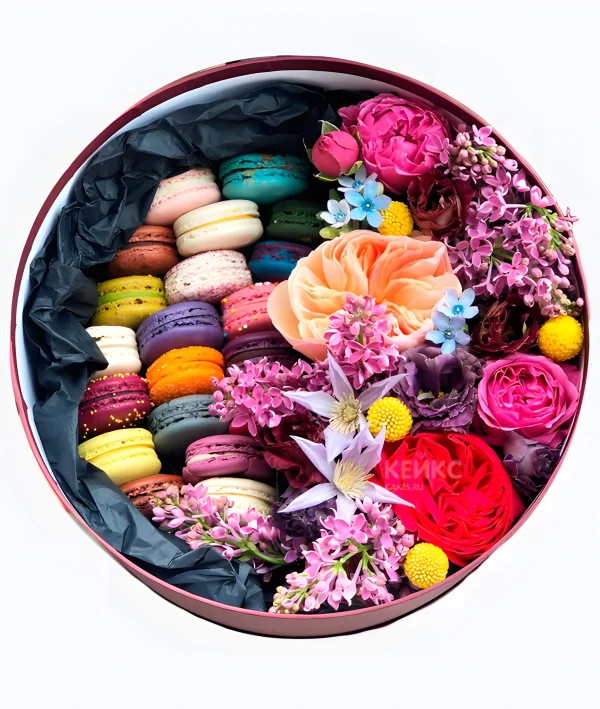 Букет из макарон в коробке 6 Фото