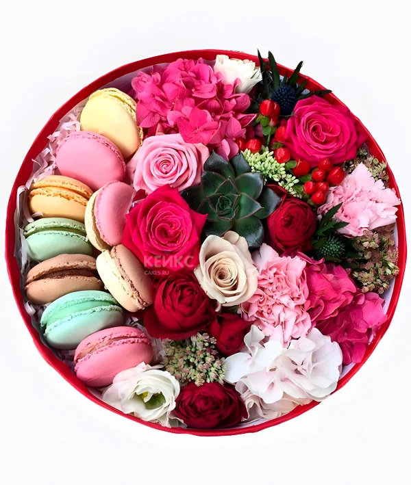 Букет из макарон в коробке 8 Фото