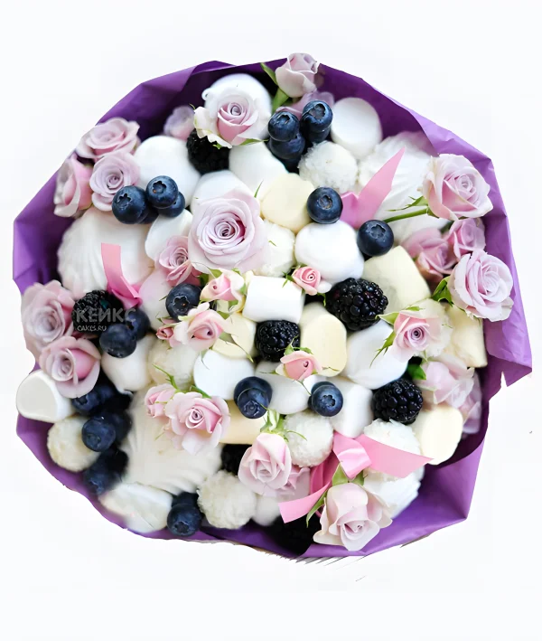 Букет из зефира и цветов 1 Фото