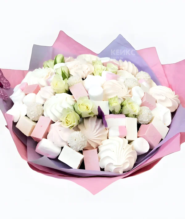 Букет из зефира и цветов 3 Фото