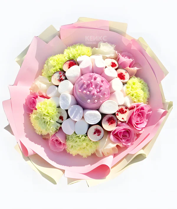 Букет из зефира и цветов 4 Фото