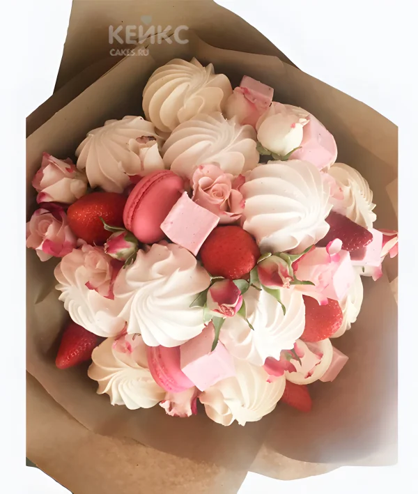 Букет из зефира и цветов 7 Фото