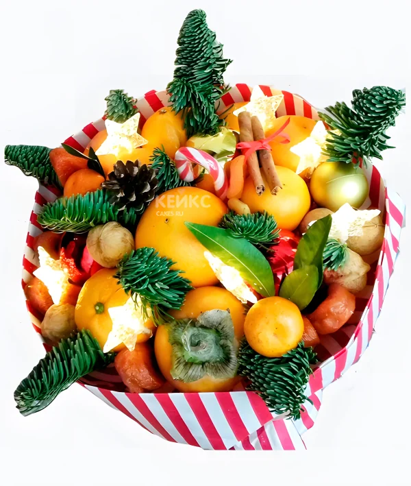 Букет на Новый год из фруктов  5 Фото