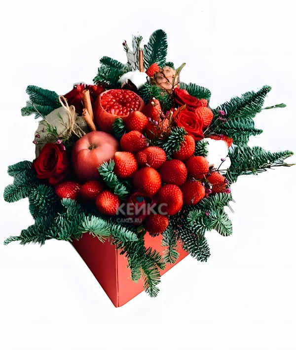 Букет на Новый год из фруктов Фото