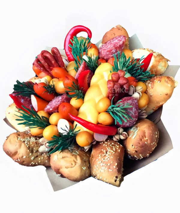 Букет на Новый год из колбасы 2 Фото