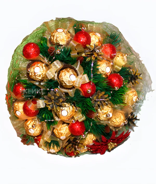 Букет на новый год из конфет Фото