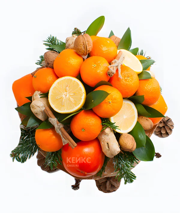 Новогодний букет из мандаринов Фото