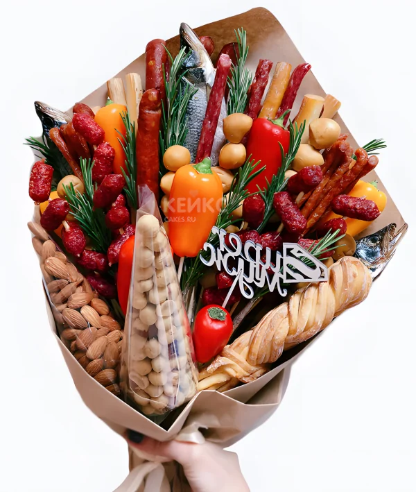 Букет на новый год из продуктов Фото