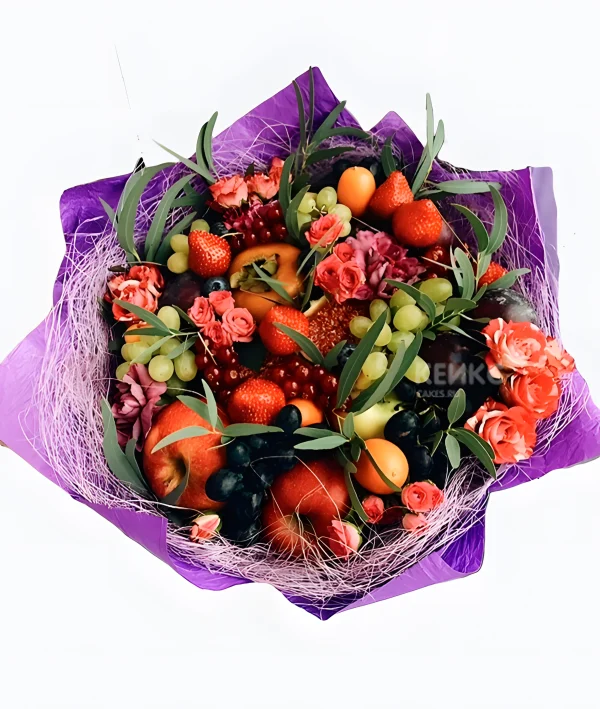 Букет с фруктами и цветами 3 Фото